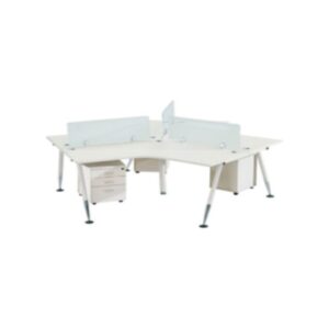 Workstation TRIO 3 postes sans caissons, 232 x 232 cm blanc
