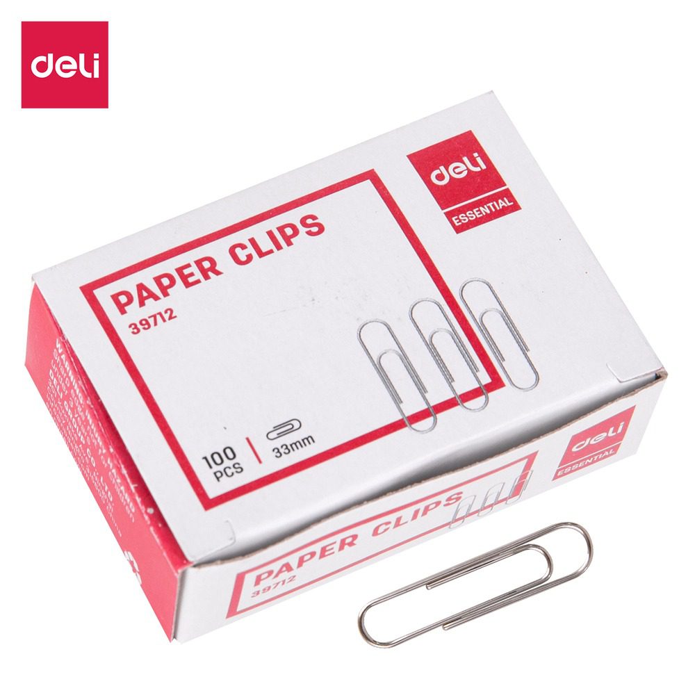 10 Boites de 100 Trombones Deli E39712 Chromées 33 mm