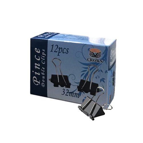 Boite de 12 attaches clip métal 32mm CROWN