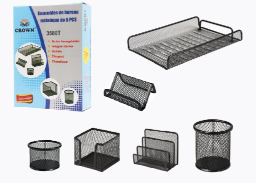 Ensemble de bureau CROWN 3580T en Métal 6 pièces Noir