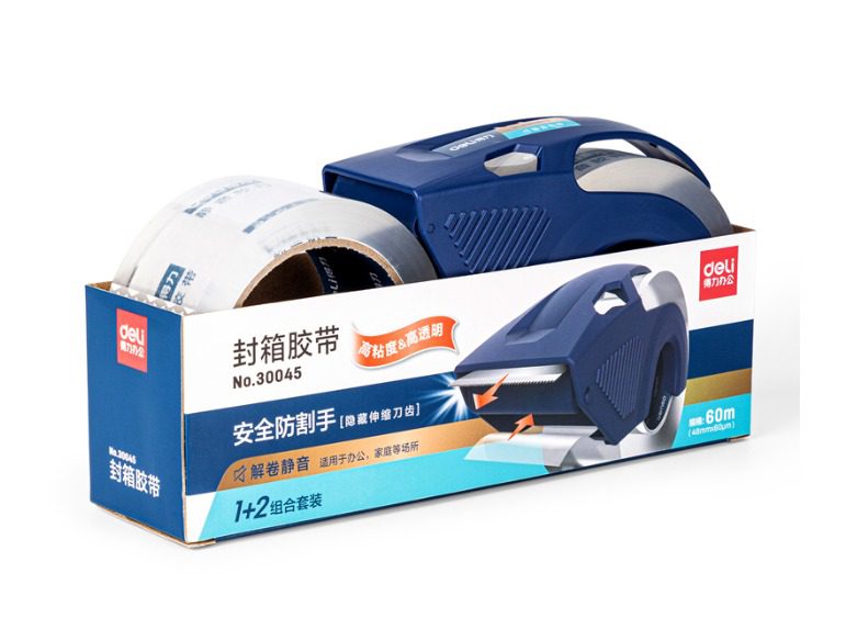 Lot de 12 ENSEMBLES DE RUBAN D'EMBALLAGE DELI-30045 TRANSPARENT