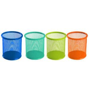 Lot de 12 Portes stylo rond en maille Deli E9153 - 9x9x10 cm coloris assortie