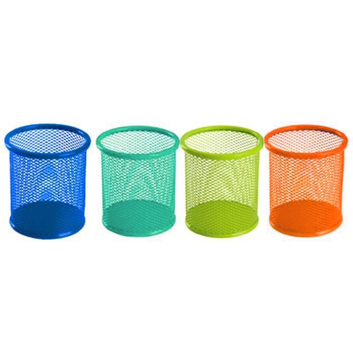 Lot de 12 Portes stylo rond en maille Deli E9153 - 9x9x10 cm coloris assortie