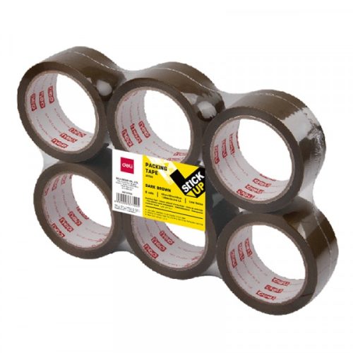 Lot de 6 Rubans adhésifs d’emballage DELI E37700 – 48 mm x 50 m Marron