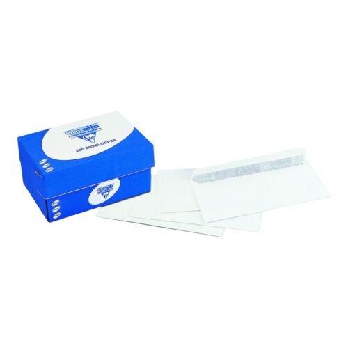 Boite de 250 enveloppes blanches CLAIRALFA 110×220 mm 90g/m² avec fenêtre