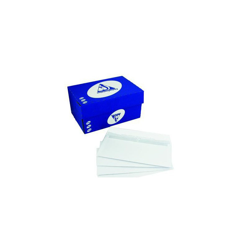 Boite de 250 enveloppes blanches CLAIRALFA 110x220 mm 90g/m² sans fenêtre