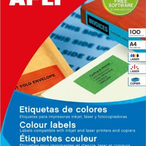 Etiquettes couleur vert APLI 210 x 297 mm 100 feuilles (11841)