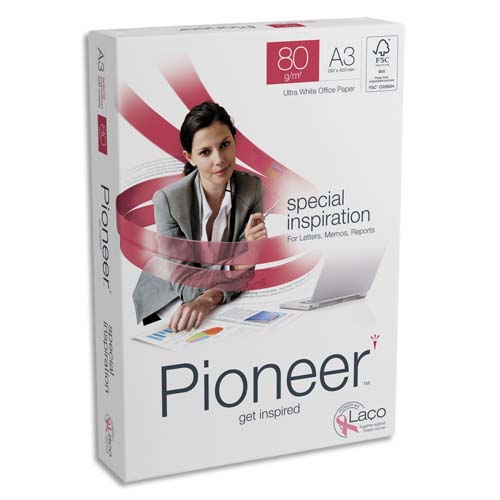 Lot de 5 Ramettes de papier blanc Pioneer A3 80g/m² 500 feuilles