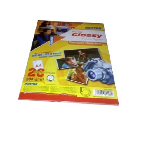 Papier photo MINTRA brillant Jet d’encre A4 200g/m² paquet de 20 Feuilles