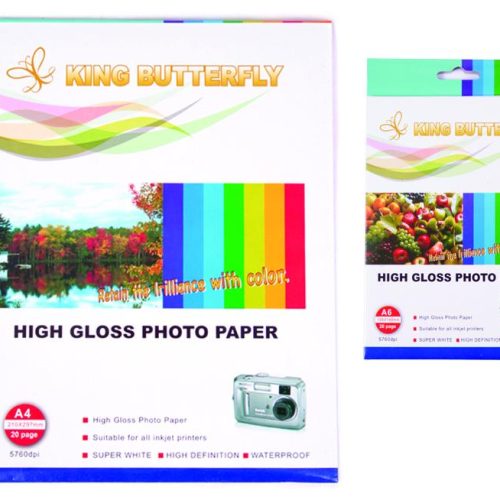 Paquet de 20 Feuilles A6 papier photo King Butterfly Jet d’encre
