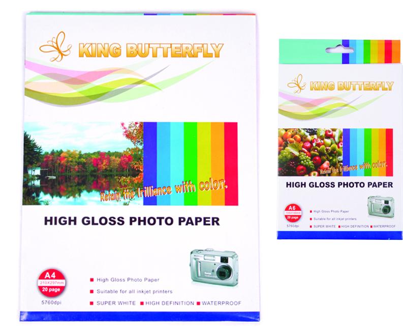 Paquet de 20 Feuilles A6 papier photo King Butterfly Jet d'encre