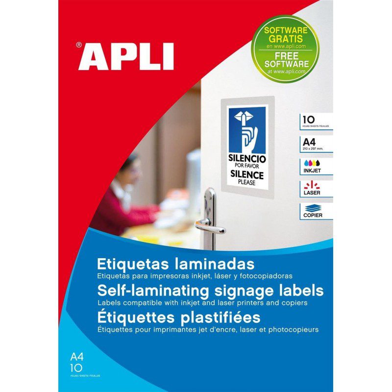 Pochette de 10 Feuilles d'étiquettes APLI transparentes adhésives 170x257 mm