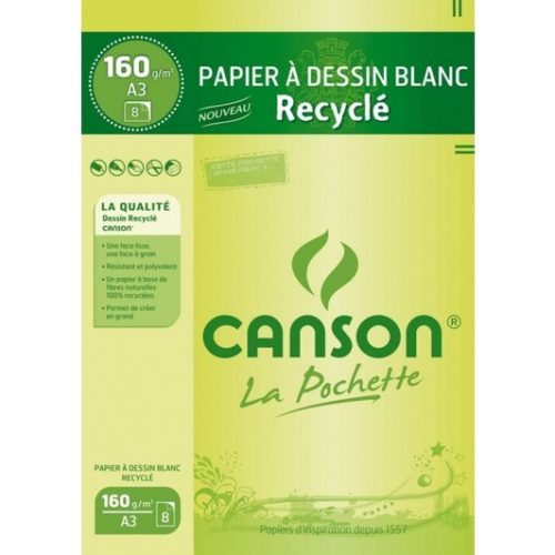 Ramette de 10 Feuilles papier Dessin blanc CANSON 180g 24×32 cm